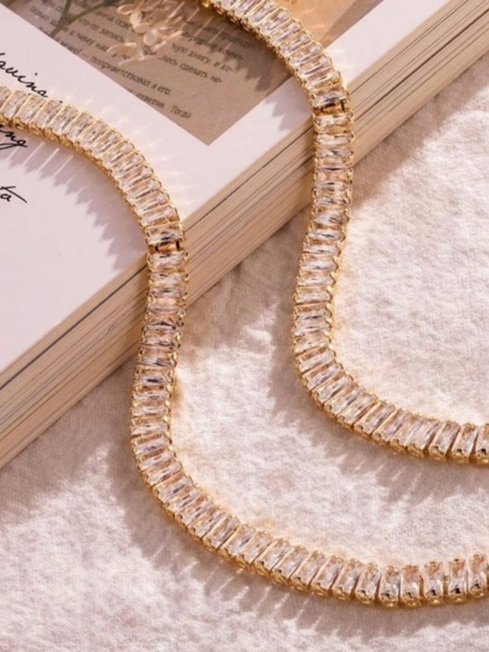 Gold 18k Gold Plated CZ Tennis Necklace - Picture 4 of 4